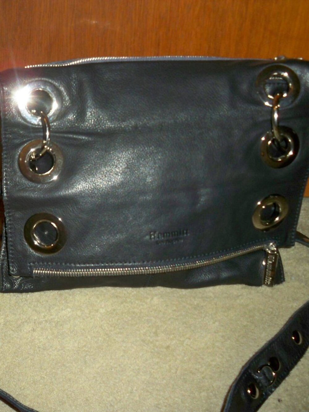 HAMMITT Montana Reversible Glacier and Black Large Leather Crossbody , NWT $585!